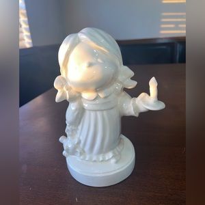 Precious Moments Figurine Girl Holding Candlestick Solid White Ceramic MUST SELL